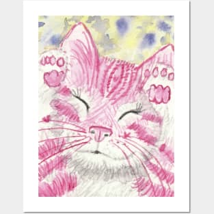 Happy Cat pink Posters and Art